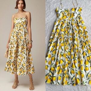 J. Crew Yellow Lemon Print Maxi Dress